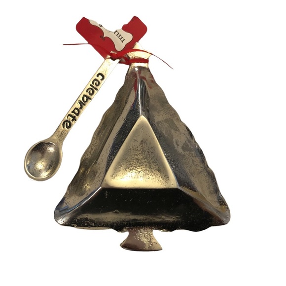 Mudpie Silver Swirl Christmas Tree Serving Dish & Spoon - Picture 3 of 8